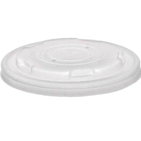 TAPAS BIOPLASTICO CPLA TRANSPARENTES PLANA SIN AGUJERO 115mm PARA TARRINAS DE 12 A 32onzas SC-G12, SC-G16, SC-G24, SC-32