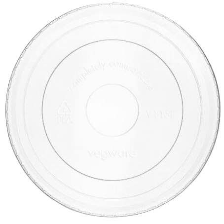 TAPA BIOPLASTICO PLA TRANSPARENTE PLANA SIN AGUJERO 115mm PARA TARRINAS DE 12 A 32onzas SC-G12, SC-G16, Y SC-G24, SC-32