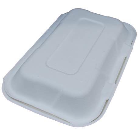 ENVASES PORTA MENUS CAÑA DE AZUCAR RECTANGULARES 600cc 20onzas 180x130x50mm PARA MENUS