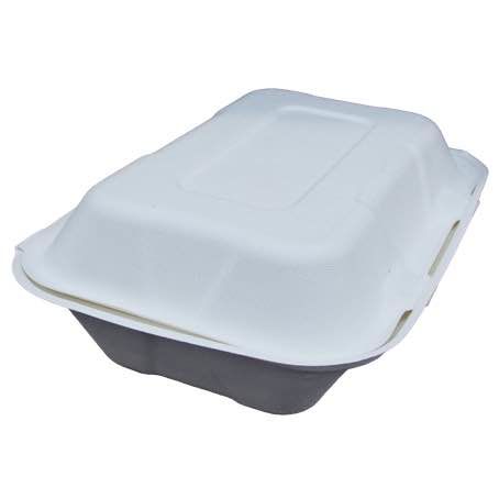 ENVASES PORTA MENUS CAÑA DE AZUCAR RECTANGULARES 600cc 20onzas 180x130x50mm PARA MENUS