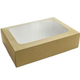 CAJA CON VENTANA CARTONCILLO KRAFT BIOPLASTICO PLA Y BANDEJA INTERIOR 310X225X82mm PARA SANDWICHES