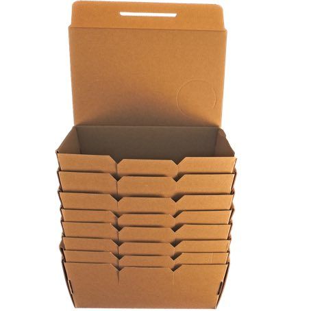 CAJA PAPEL BIO KRAFT TRICAPA CON TAPA TROQUELADA AUTOMONTABLE 128X105X60mm fondo 115x90mm