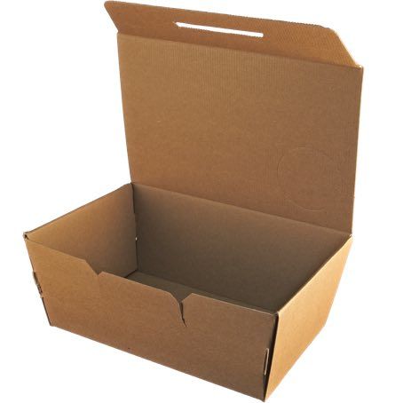 CAJA PAPEL BIO KRAFT TRICAPA CON TAPA TROQUELADA AUTOMONTABLE 230X130X70mm fondo 210x112mm