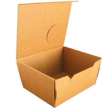 CAJA PAPEL BIO KRAFT TRICAPA CON TAPA TROQUELADA AUTOMONTABLE 128X105X60mm fondo 115x90mm