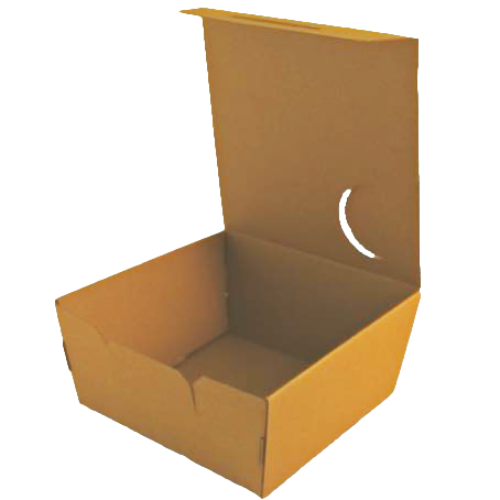 CAJA PAPEL BIO KRAFT TRICAPA CON TAPA TROQUELADA AUTOMONTABLE 155X150X70mm fondo 135x130mm