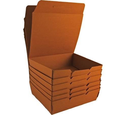 CAJA PAPEL BIO KRAFT TRICAPA CON TAPA TROQUELADA AUTOMONTABLE 180x150x50mm fondo 167x135mm