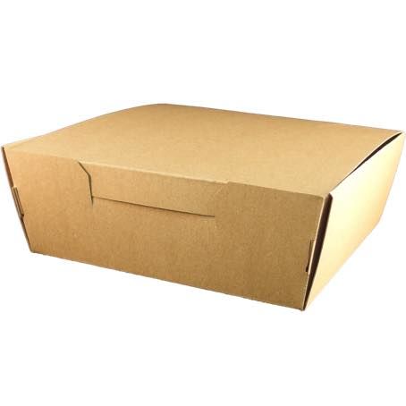 CAJA PAPEL BIO KRAFT TRICAPA CON TAPA TROQUELADA AUTOMONTABLE 200x200x70mm