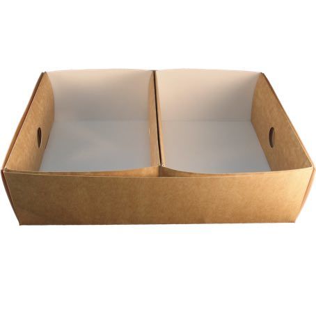 BANDEJAS CARTON BIO KRAFT/BLANCO 310x220x78mm PARA DIVISION PARA CATERING, CANAPES, SANDWICH