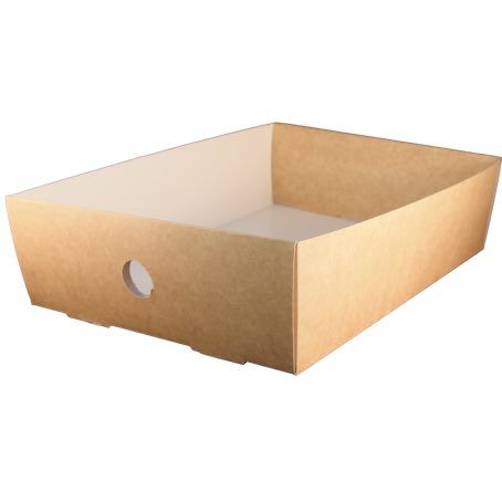 BANDEJAS CARTON BIO KRAFT/BLANCO 310x220x78mm PARA DIVISION PARA CATERING, CANAPES, SANDWICH