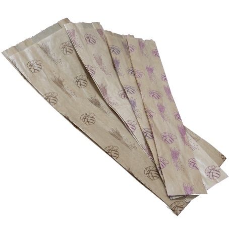 BOLSA PAPEL KRAFT MARRON 12+6X50cm PARA PANADERIA Y BOLLERIA 2BARRAS +AL AZUL