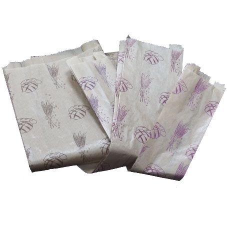 BOLSA PAPEL KRAFT MARRON 9+5X50cm PARA PANADERIA Y BOLLERIA 1BARRA +AL AZUL