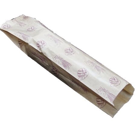 BOLSA PAPEL KRAFT MARRON 9+5X50cm PARA PANADERIA Y BOLLERIA 1BARRA +AL AZUL
