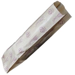 BOLSA PAPEL KRAFT MARRON 14+6X54cm PARA PANADERIA Y BOLLERIA  2/3BARRAS +AL AZUL