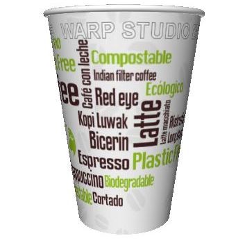 VASOS PAPEL **BIO** LIBRE DE PLASTICO BLANCOS DECORADO COFFEE 165ml 6/7onzas PARA BEBIDAS CALIENTES, CAFE