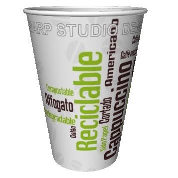 VASO PAPEL **BIO** LIBRE DE PLASTICO BLANCO DECORADO COFFEE 165ml 6/7onzas PARA BEBIDAS CALIENTES, CAFE