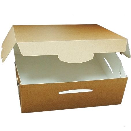 CAJAS CARTON CUADRADA AUTOMONTABLES con tapa UNIDA BIO 135X135X100mm PARA  HAMBURGUESAS, BOLLERIA, SANDWICH