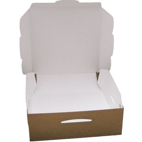 CAJAS CARTON CUADRADA AUTOMONTABLE BIO 260X260X120mm ESPECIAL PARA ENVIOS, TARTAS, REGALOS, LIBROS, DESAYUNOS, ETC..