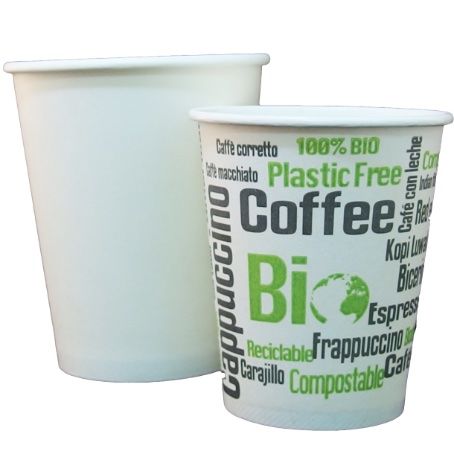 VASOS PAPEL **BIO** LIBRE DE PLASTICO BLANCOS 110ml 4onzas PARA BEBIDAS CALIENTES