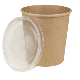 TARRINA PAPEL KRAFT + TAPA PP REDONDA 760cc 90x110mm ECO PARA SOPAS, HELADOS...