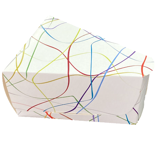 CAJA CARTON FOLDING FONDO BLANCO 124X95X70mm PARA PORCION DE TARTA. CUÑA TRIANGULAR