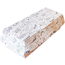 CAJA CARTON FOLDING 225gr diseño FAST FOOD 203X90X69mm PARA PERRITO CALIENTE Fondo 170x70mm