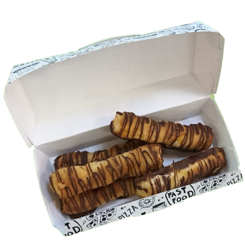 CAJA CARTON FOLDING 225gr diseño FAST FOOD 203X90X69mm PARA PERRITO CALIENTE Fondo 170x70mm