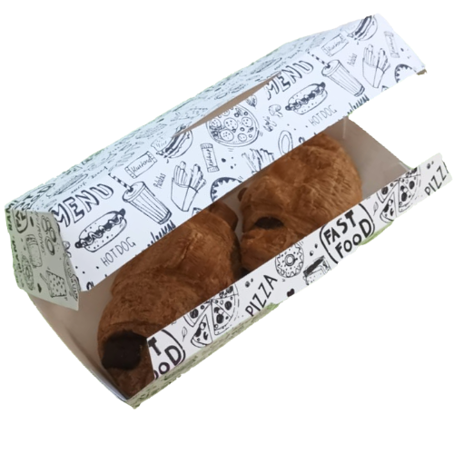 CAJAS CARTON FOLDING 210gr diseo FAST FOOD 203X90X69mm PARA PERRITO CALIENTE