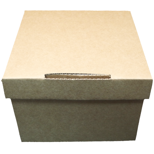 CAJA CARTON CUADRADA AUTOMONTABLE con tapa UNIDA BIO 135X135X100mm PARA HAMBURGUESAS, BOLLERIA, SANDWICH...