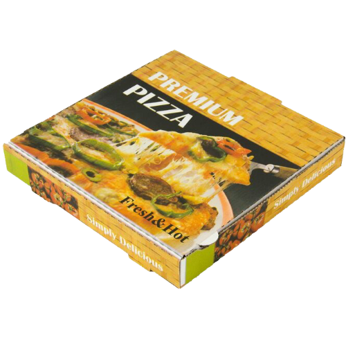 CAJA CARTON CUADRADA DISEO PREMIUM 260X260X40mm PARA PIZZAS