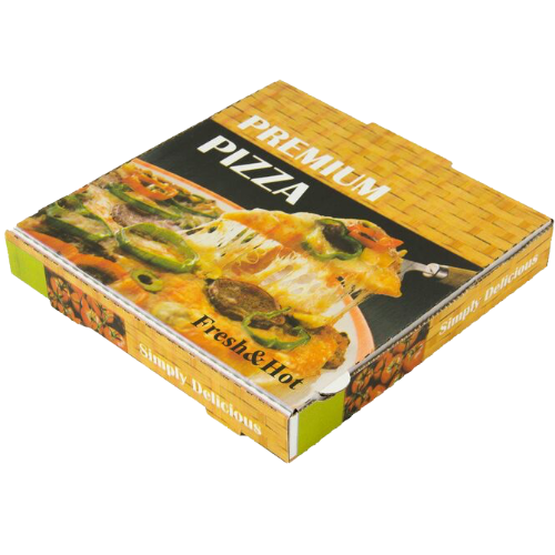 CAJA CARTON CUADRADA DISEÑO PREMIUM 300X300X40mm PARA PIZZAS