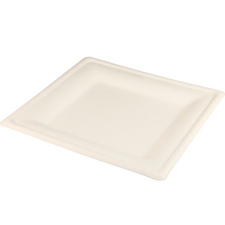 PLATO CAÑA DE AZUCAR CUADRADO 160x160x15mm COMPOSTABLE