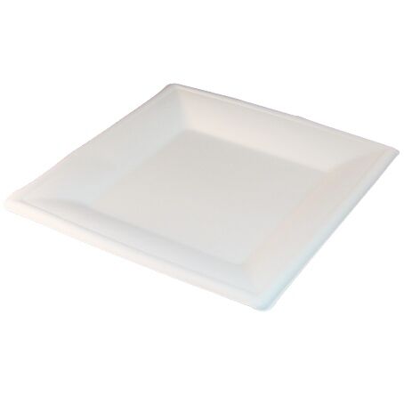 PLATO CAÑA DE AZUCAR CUADRADO 160x160x15mm COMPOSTABLE
