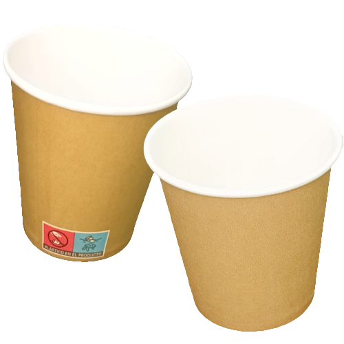 VASO PAPEL COLOR KRAFT/MARRON 355ml 12onzas PARA BEBIDAS CALIENTES, CAFE
