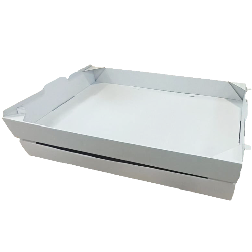 BANDEJA CARTON MICROCANAL BLANCA AUTOMONTABLE  600X400X63mm