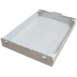 BANDEJA CARTON MICROCANAL BLANCA AUTOMONTABLE  600X400X63mm