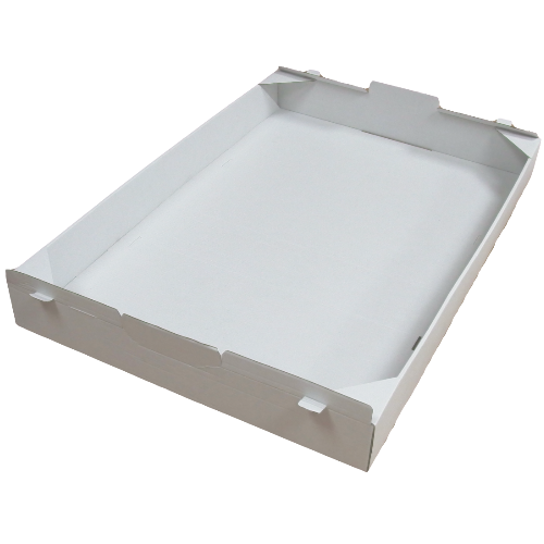 BANDEJA CARTON MICROCANAL BLANCA AUTOMONTABLE  600X400X63mm