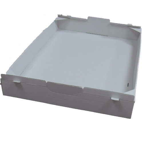 BANDEJA CARTON MICROCANAL BLANCA AUTOMONTABLE  600X400X63mm