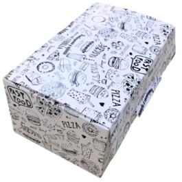 CAJA CARTON FOLDING DISEÑO FAST FOOD 180X110X80mm fondo automático