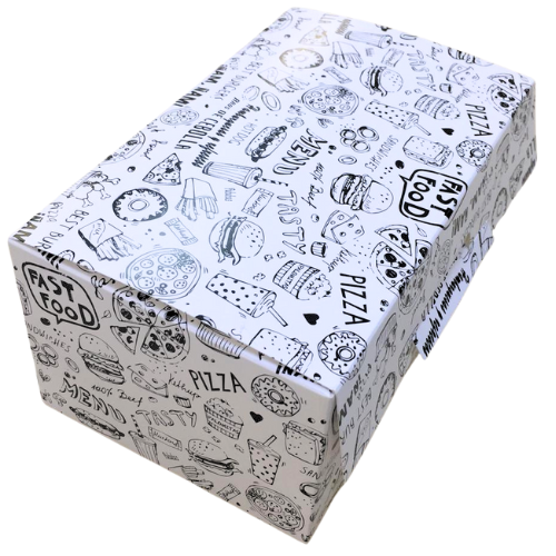 CAJA CARTON FOLDING DISEÑO FAST FOOD 180X110X80mm fondo automático