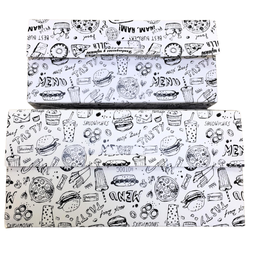 CAJA CARTON FOLDING DISEÑO FAST FOOD 180X110X80mm fondo automático