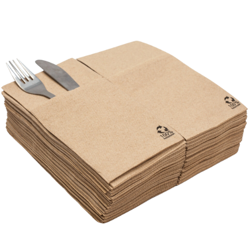 SERVILLETAS P&P NATURAL 40X40cm PORTACUBIERTOS/KANGURITOS (16pX30ud)