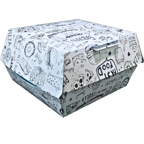 CAJA cónica CARTON FOLDING 225gr DISEÑO FAST FOOD 180X180X100mm PARA HAMBURGUESAS fondo 140x140mm XL