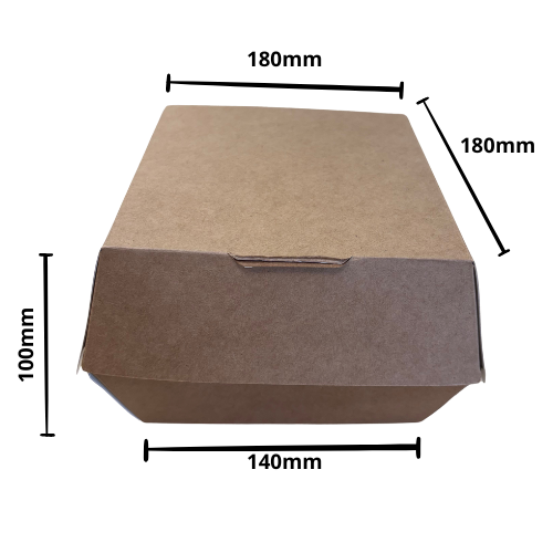 CAJA cónica CARTON KRAFT INTERIOR BLANCO 180X180X100mm PARA HAMBURGUESAS fondo 140x140mm XL