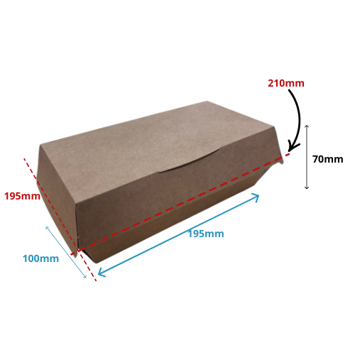 CAJA cónica CARTON KRAFT INTERIOR BLANCO 210X115X70mm PARA SERRANITO fondo 195x100mm