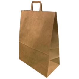 BOLSA sos PAPEL KRAFT MARRON BASE RECTANGULAR CON ASA PLANA 30+16X30cm