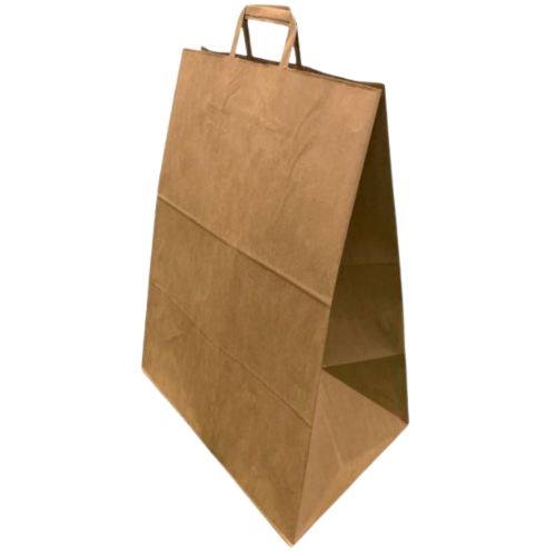 BOLSA sos PAPEL KRAFT MARRON BASE RECTANGULAR CON ASA PLANA 36+24X40cm