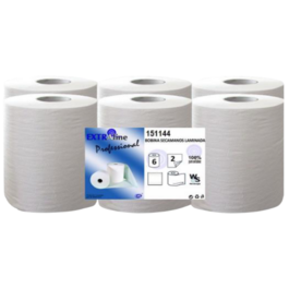 BOBINAS PAPEL SECAMANOS MECHA 2 CAPAS LAMINADAS PROFESIONAL 286 SERVICIOS 71,5mt EMBALAJE DE 6 ROLLOS