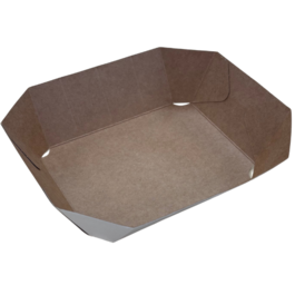 BANDEJA/BARQUETA FRUTA FRESCA CARTON BLANCA interior kraft RECTANGULAR 145X115X40mm fondo 100x70mm