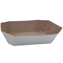 BANDEJA/BARQUETA FRUTA FRESCA CARTON BLANCA interior kraft RECTANGULAR 170X150X40mm fondo 130x100mm