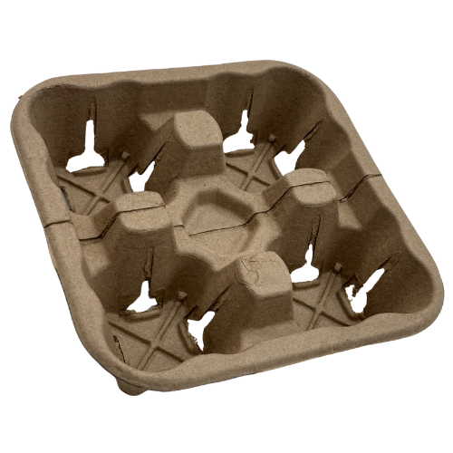 BANDEJA PORTAVASOS CARTON PAPEL PARA 4 VASOS 195x195x53mm